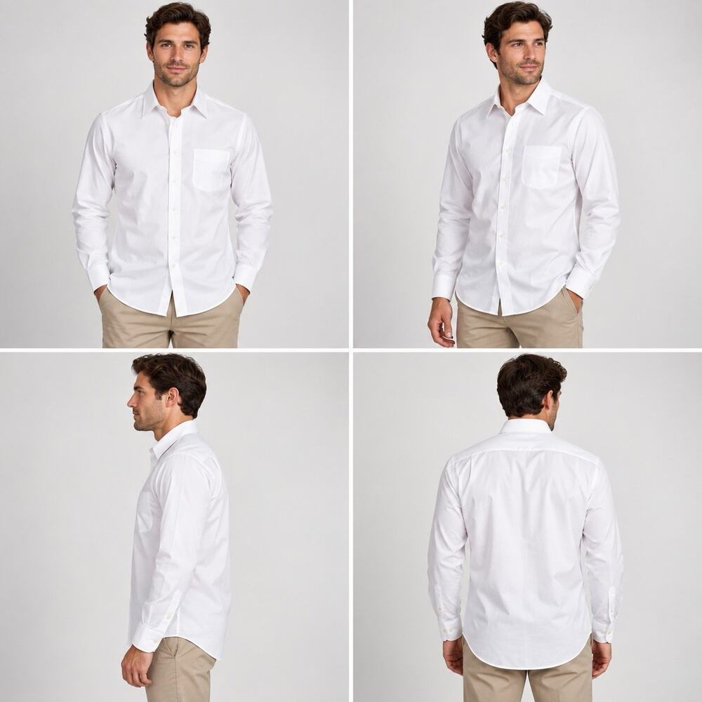 Lauren Ralph Lauren Men’s Slim Fit Non Iron White Dress Shirt Long Sleeve 17 34
